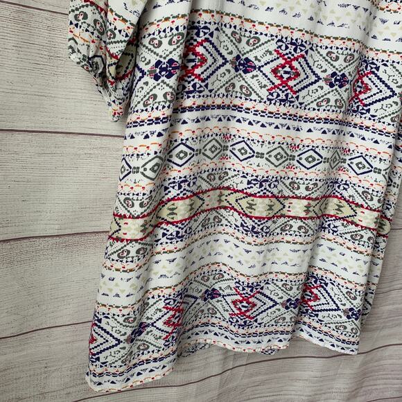 Skies are Blue Multi-colored Geometric Tunic Shift Dress Embroidered Boho Size M - Picture 15 of 15